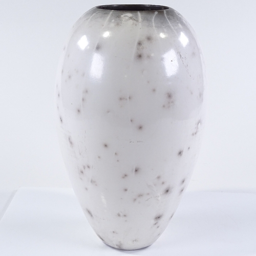 81 - A John Nuttgens Studio pottery white terra sigillata (smoke fired) vase, height 31cm