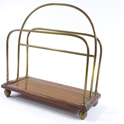 84 - A Victorian brass and oak revolving magazine stand, and a similar smaller magazine rack (2)