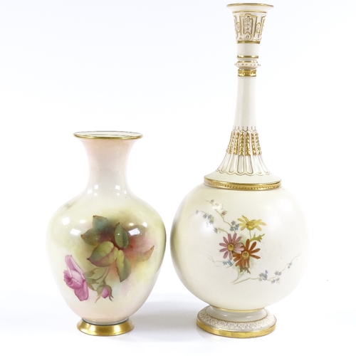 87 - A Royal Worcester narrow-necked vase, with hand painted floral decoration, pattern number 1449, regi... 