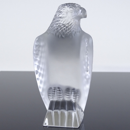 12 - A Rene Lalique frosted glass eagle sculpture, engraved signature, height 12cm