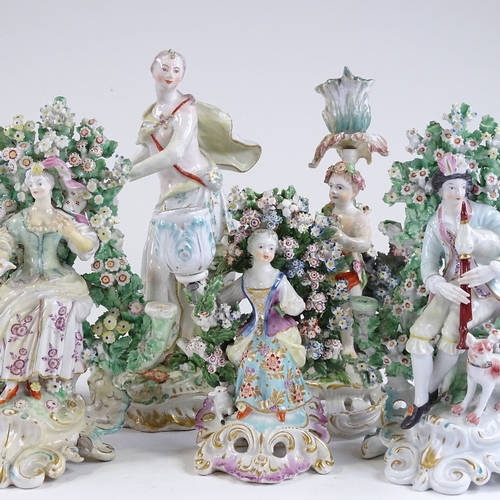 125 - A group of 19th century Derby porcelain bocage figures, mostly A/F (7)