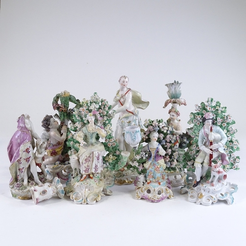 125 - A group of 19th century Derby porcelain bocage figures, mostly A/F (7)