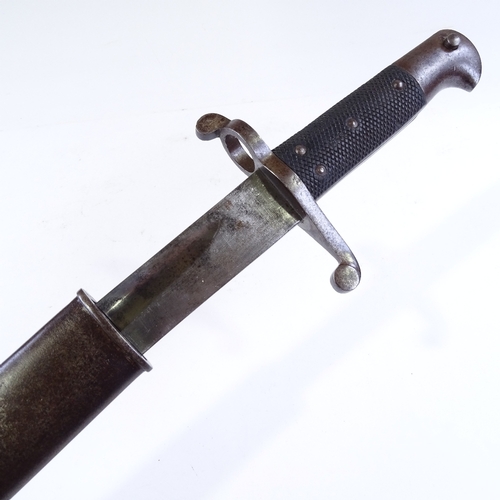 132 - A 19th century Enfield sword bayonet with original leather scabbard