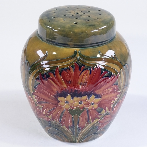 4 - A large William Moorcroft Pottery Revived Cornflower pattern pomander and cover, with original screw... 