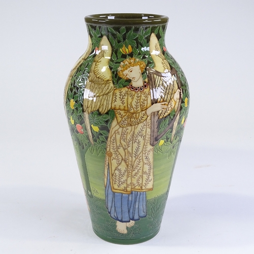 50 - Dennis Chinaworks, limited edition vase, angels on green background, designed by Sally Tuffin after ... 