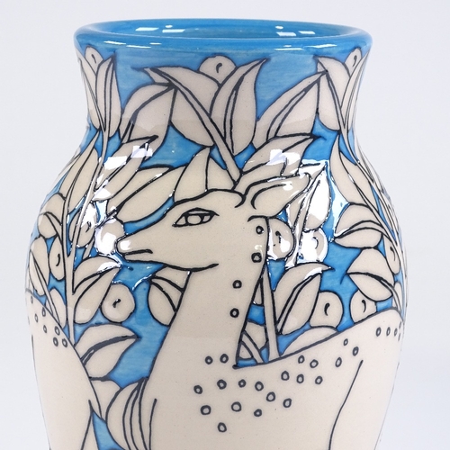 65 - Dennis Chinaworks, blue ground deer vase, designed by Sally Tuffin, no. 1, 20065, height 21.5cm