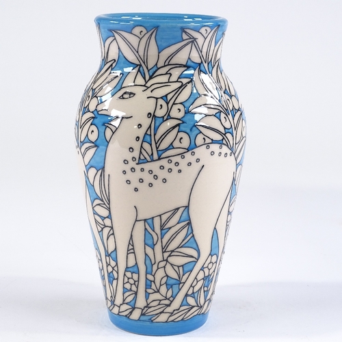 65 - Dennis Chinaworks, blue ground deer vase, designed by Sally Tuffin, no. 1, 20065, height 21.5cm