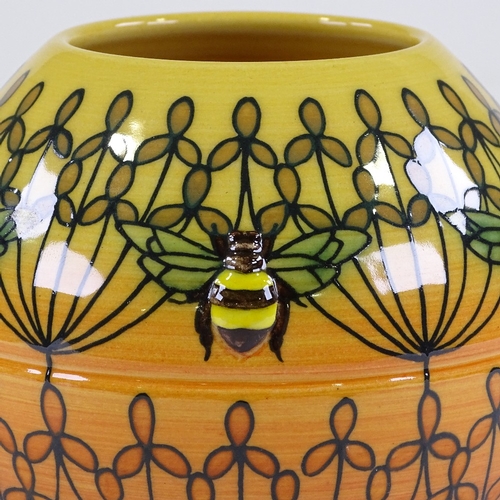 66 - Dennis Chinaworks, relief moulded bee design vase, designed by Sally Tuffin, no. 1, 2008, height 13c... 