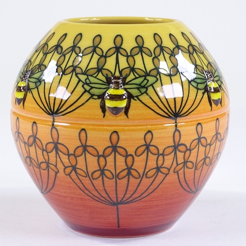 66 - Dennis Chinaworks, relief moulded bee design vase, designed by Sally Tuffin, no. 1, 2008, height 13c... 