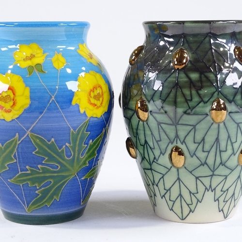 69 - Dennis Chinaworks, 2 small botanical vases, designed by Sally Tuffin, height 13cm (2)