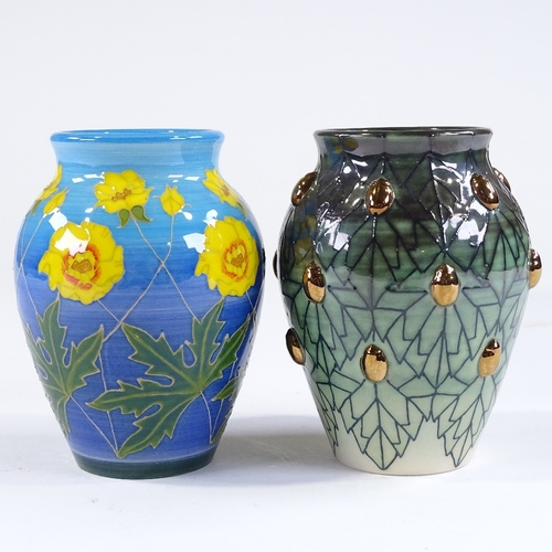 69 - Dennis Chinaworks, 2 small botanical vases, designed by Sally Tuffin, height 13cm (2)