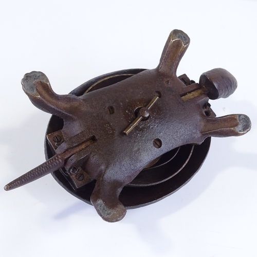 7 - A cast-iron tortoise design mechanical shop bell, serial no. 559, working order, length 16cm