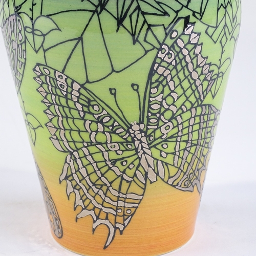 72 - Dennis Chinaworks, butterfly lustre vase, designed by Sally Tuffin, no. 2/15, 2009, height 20cm