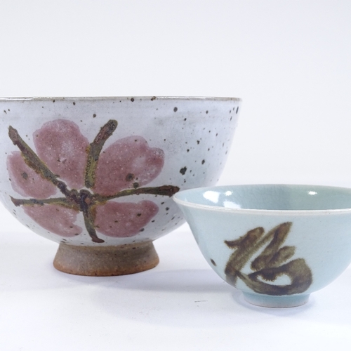 81 - Poh Chap Yeap (1927 - 2007), stoneware bowl with iron spot and flower decoration, diameter 14.5cm, a... 