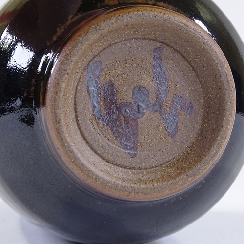 87 - Poh Chap Yeap (1927 -2007), black tenmoku glaze vase with 2 applied seals, signed, height 22cm