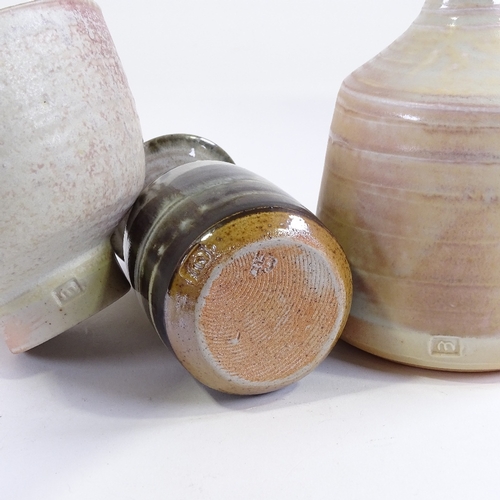 88 - Mary Rich (born 1940), studio porcelain bowl and bottle, with small stoneware vase, all with maker's... 