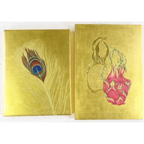 1344 - Sue Viner, 2 gold leaf and egg tempera on oak panels, dragon fruit 2010, 11