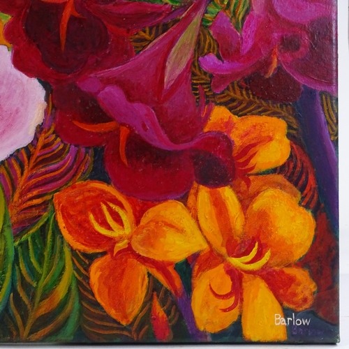 1345 - Muriel Barlow, oil on canvas, exotic flowers, 20