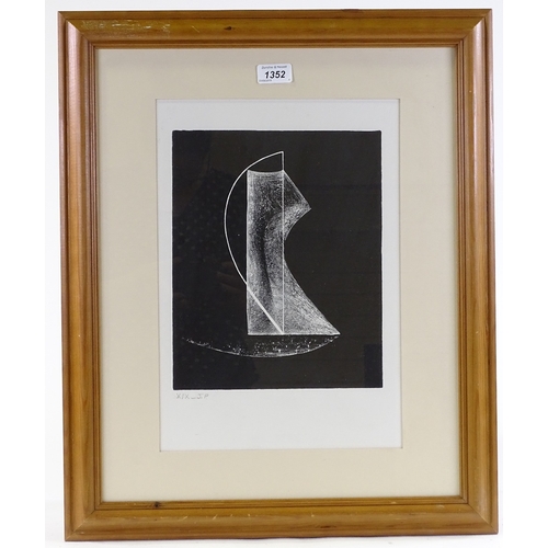 1352 - French School, lithograph, circa 1950, abstract in black, signed with monogram in pencil, image size... 