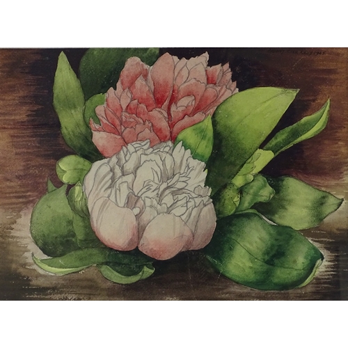 1363 - Cecil Riley (1917 - 2015), watercolour, peonies, 1945, 10