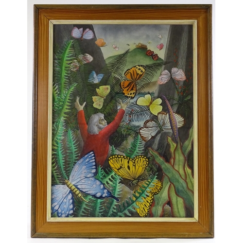 1364 - Cecil Riley (1917 - 2015), watercolour, Noah surrounded by butterflies, 1988, 23