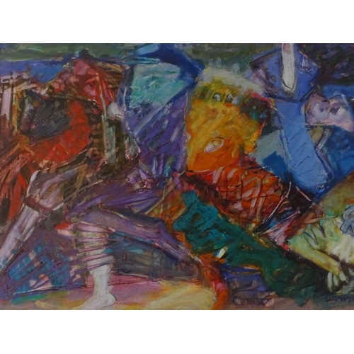 1365 - Sali Turan, oil on paper, abstract, 1996, 14