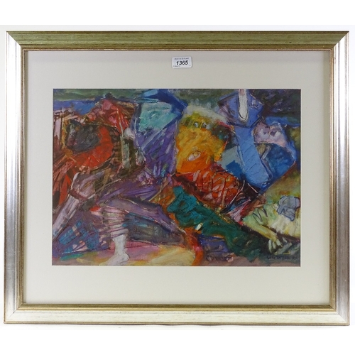 1365 - Sali Turan, oil on paper, abstract, 1996, 14