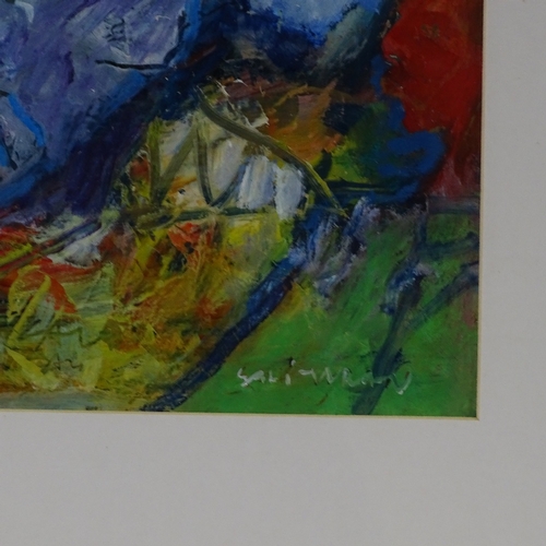 1373 - Sali Turan (born 1949), oil on paper, abstract figures, 9.5