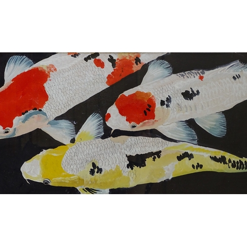 1389 - Clive Fredriksson, oil on board, Koi Carp, image size 12