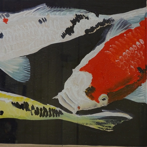 1389 - Clive Fredriksson, oil on board, Koi Carp, image size 12