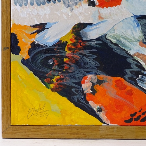 1391 - Clive Fredriksson, oil on canvas, Koi Carp, 27