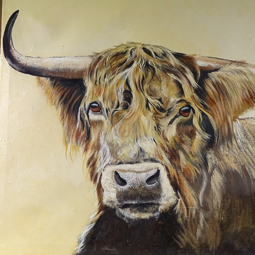 1392 - Clive Fredriksson, oil on canvas, Highland cow, 39