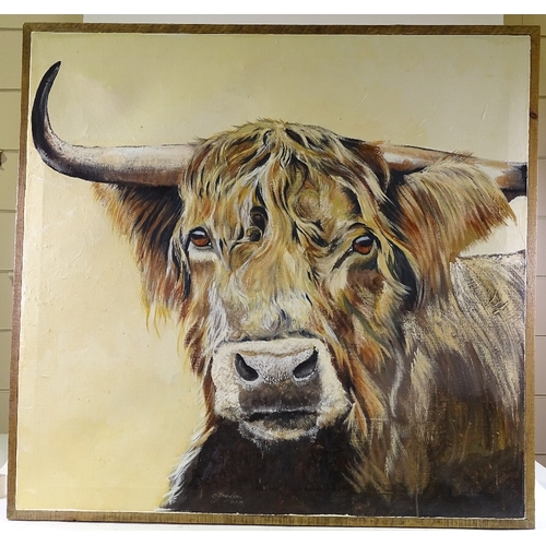 1392 - Clive Fredriksson, oil on canvas, Highland cow, 39