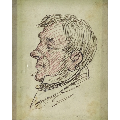 1394 - Follower of Thomas Rowlandson (1756 - 1827), ink sketch, portrait of a man, unsigned, 2.5