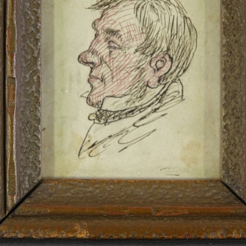 1394 - Follower of Thomas Rowlandson (1756 - 1827), ink sketch, portrait of a man, unsigned, 2.5