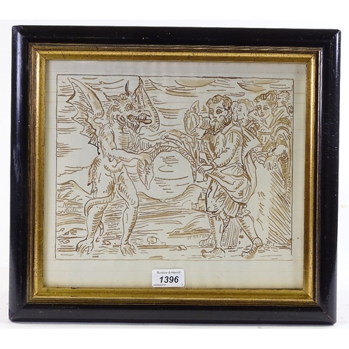 1396 - 18th/19th century ink and wash on laid paper, study for the devil's sermon, unsigned, image 8.25