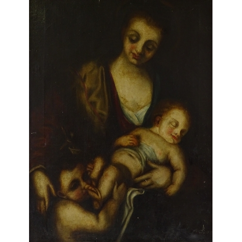 1401 - Manner of Gaetano Lapis, mid-19th century Italian School oil on canvas, Madonna and child, indistinc... 