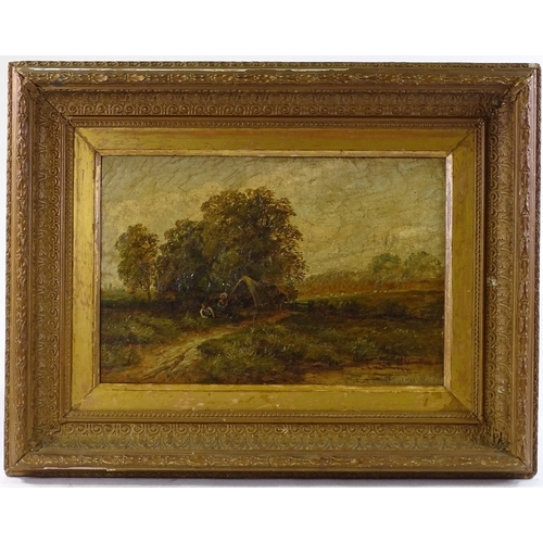 1403 - W Cartwright, 19th century oil on canvas, rural scene, 12