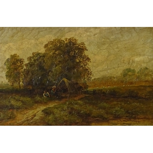 1403 - W Cartwright, 19th century oil on canvas, rural scene, 12