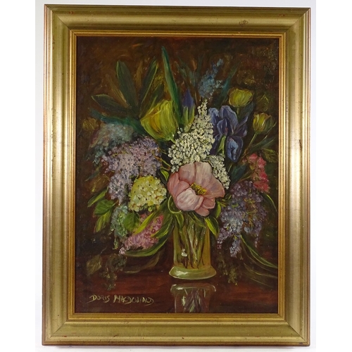 1405 - 2 19th/20th century oils on canvas, still life flower studies