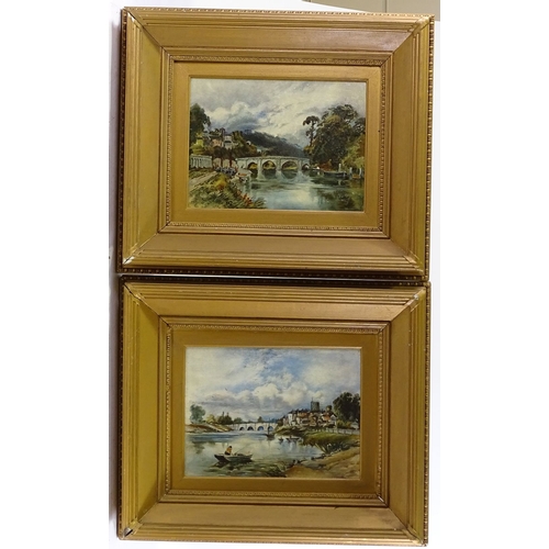 1407 - A pair of 19th century oils on canvas, views on the Thames, indistinctly signed, 9