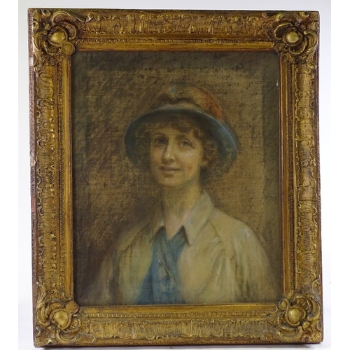 1409 - Alexina Macritchie (fl. 1885 - 1932), coloured pastels on canvas, portrait of a woman, 24