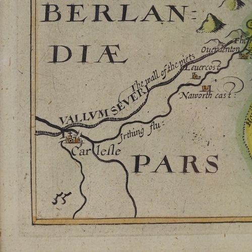 1410 - William Hole, hand coloured engraving, map of Northumberland, published 1637, images size 11