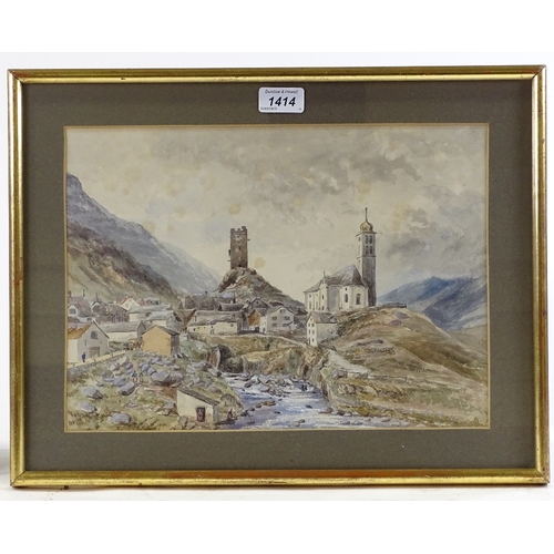 1414 - Attributed to Evelyn Rimington (Exh. 1897 - 1939), watercolour, view of the Basilica of the Fourteen... 