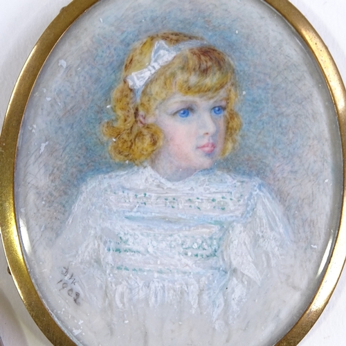15 - A group of 19th and 20th century miniature watercolour portraits and frames, including a watercolour... 