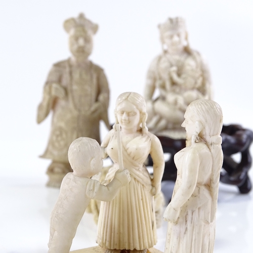 23 - A small group of 19th century Chinese and Indian ivory carved figures