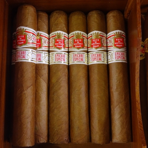 63 - Small burr wood humidor, containing 7 Diplomaticos No. 2, and 7 Hoyo De Monterrey  Epicure (14)