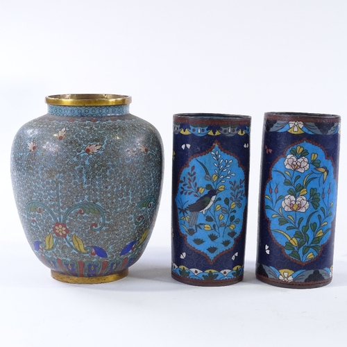 110 - A group of Japanese cloisonne enamel items, vase height 16cm (4)