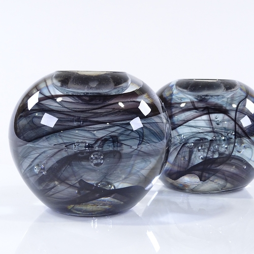 121 - Kosta Boda Sweden, pair of large ball-shaped glass candle holders, designed by Anne Ehrner, diameter... 