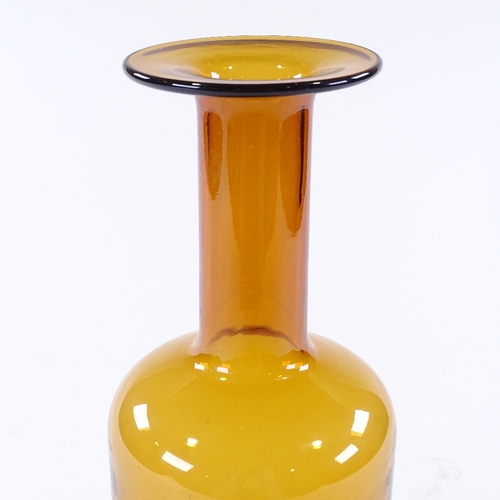 124 - Holmegaard Denmark, a large amber glass vase by Otto Brauer, height 30cm